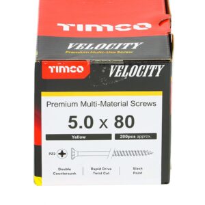 Timco 50080VY Velocity Premium Multi-Use Screws PZ (5 x 80mm)