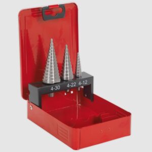 Sealey AK4733 3 Piece Double Flute HSS M2 Step Drill Bit Set