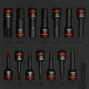 Boxo 14pc 3/8" Impact Hex Bit Socket Set In Eva Foam