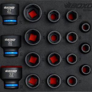 Boxo 18pc 1/2" Shallow Impact Socket Set In Eva Foam
