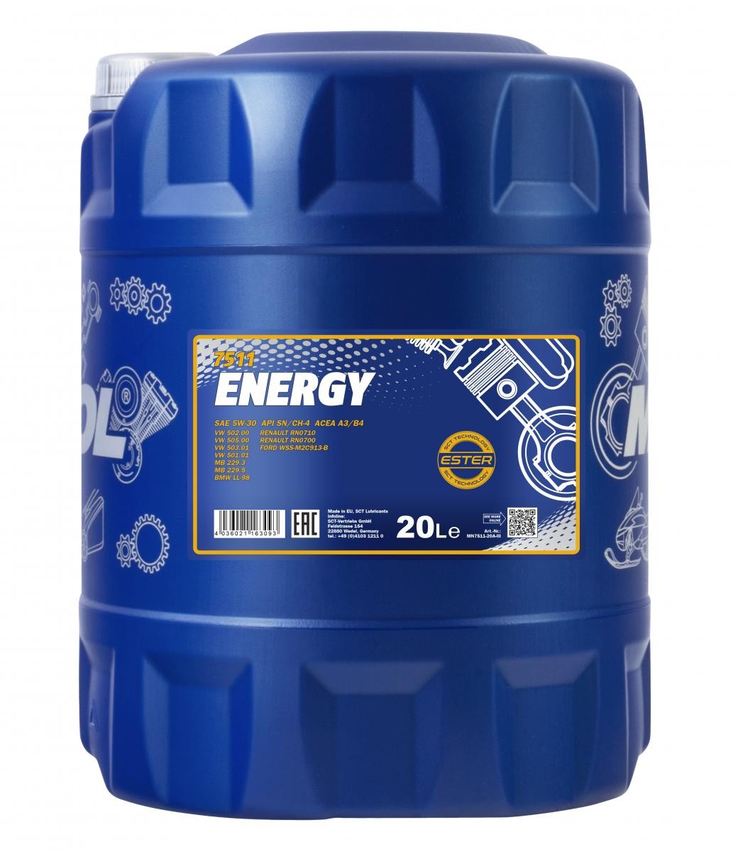 Mannol 7511 Energy 5W30 Fully Synthetic Engine Motor Oil - Image 2
