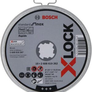 Bosch 2608619267 125mm x 1mm X-LOCK Inox Metal Cutting Discs 10 Pack