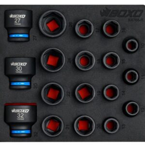 Boxo 18pc 1/2" Shallow Impact Socket Set In Eva Foam