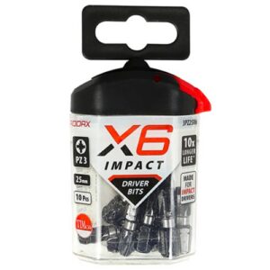 Timco 3PZ25X6 Impact Driver Bits - PZ No.3 x 25