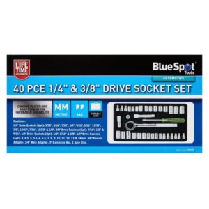 Blue Spot Tools 01535 40 PCE 1/4" & 3/8" Socket Set (4-13mm) (5/32"-3/8")